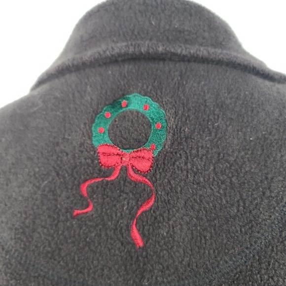 Bechamel Father Christmas Fleece Sweater Vest Medium Santa Black VTG Teachercore - Picture 6 of 13